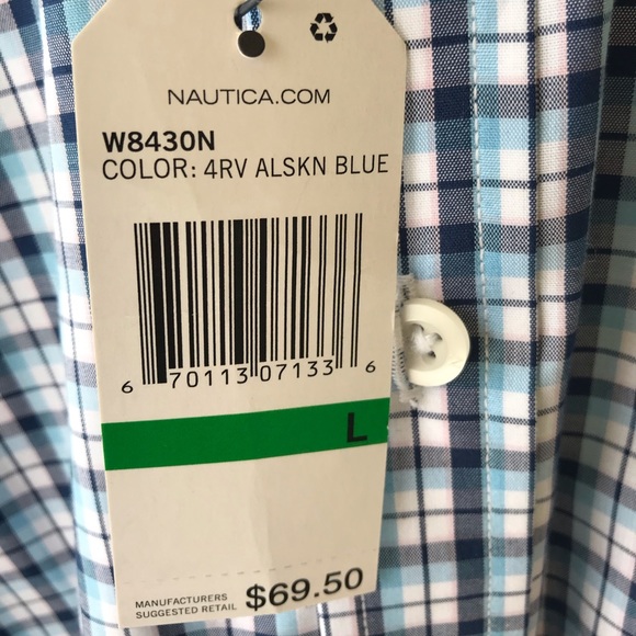 Nautica Men's Shirt Large Blue Short Sleeve New - Picture 4 of 8